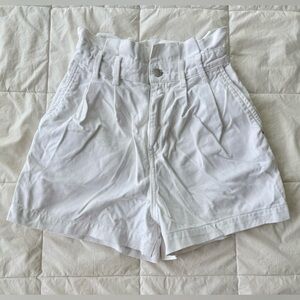 ZARA | White Paperbag Waist Denim Shorts